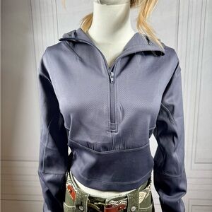 Born Primitive Hooded Slate blue top! Size XS. Hits at waist….super flattering